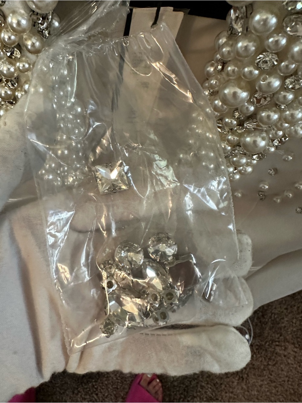 Alice + Olivia Ivory Pearl & Crystal Embellished Blazer Jacket - Picture 11 of 16